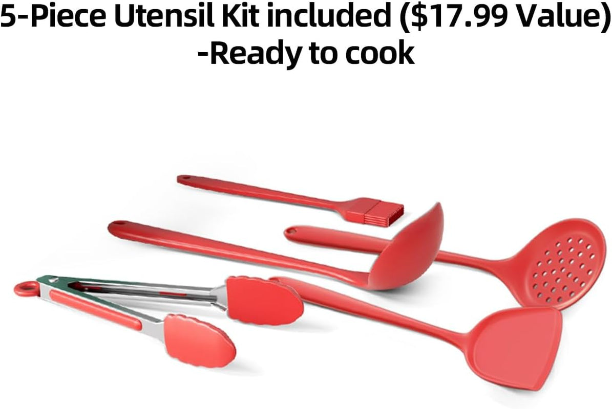 AORAN 6L Electric Hot Pot, Non-Stick Smokeless Cooking Pot with Divider for Hot Pot, Fondue, Shabu Shabu, Multi-Function, Includes Ladle, Tongs, Oil Brush, Food Tongs, Easy to Clean Black