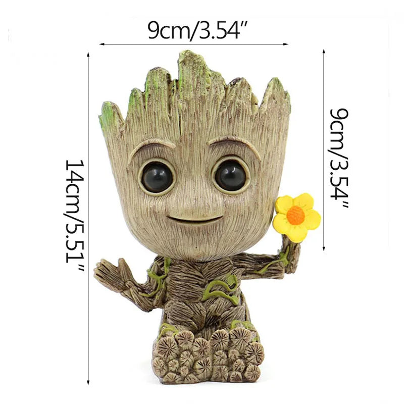 Mini Cartoon Groot Figurine – Cute Tree Man Ornament 5CM Desk Decor, Home & Office Miniature Model