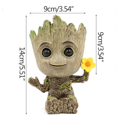 Mini Cartoon Groot Figurine – Cute Tree Man Ornament 5CM Desk Decor, Home & Office Miniature Model