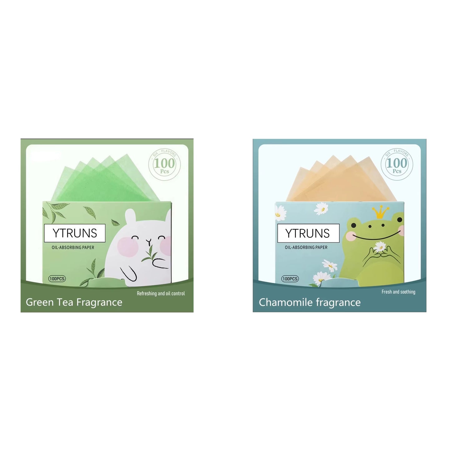 Green Tea/Gardenia/Chamomile/Lavender/Rose/Bamboo Charcoal 100Pcs Boxed Fragrance Oil Absorbing Paper for Men and Women Face Oil