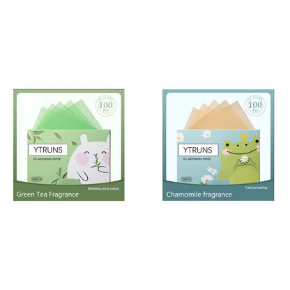 Green Tea/Gardenia/Chamomile/Lavender/Rose/Bamboo Charcoal 100Pcs Boxed Fragrance Oil Absorbing Paper for Men and Women Face Oil