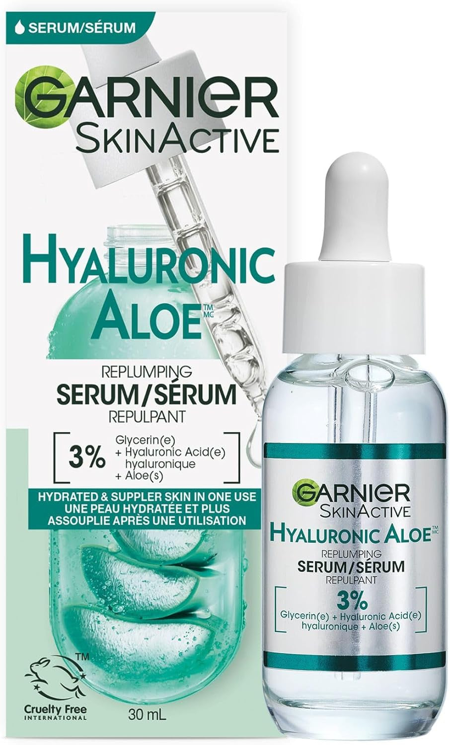 Aloe Vera Serum, with HYALURONIC ACID, Replumping Hydrating, Suppler Skin, Glows, Healthier Looking, for Normal to Combination, Vegan Formula, 30Ml