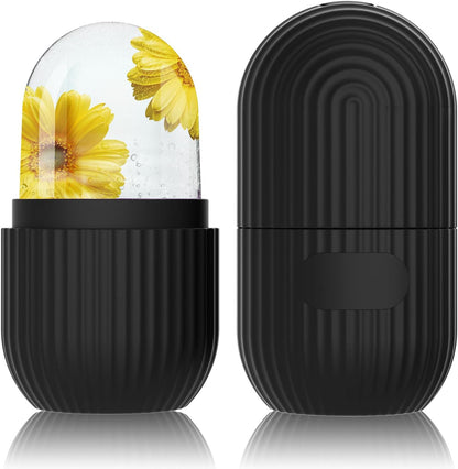 Silicone Ice Facial Roller - Contouring Tool for Eyes and Neck with Soft Cleaning Brush, Firming Massage Brush (Green)