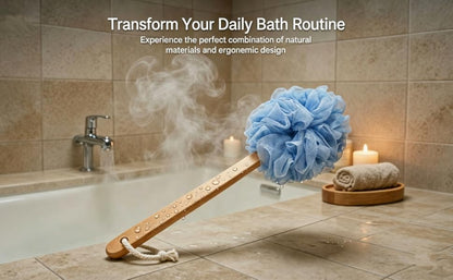 Long Handle Bath Brush with Loofah Sponge