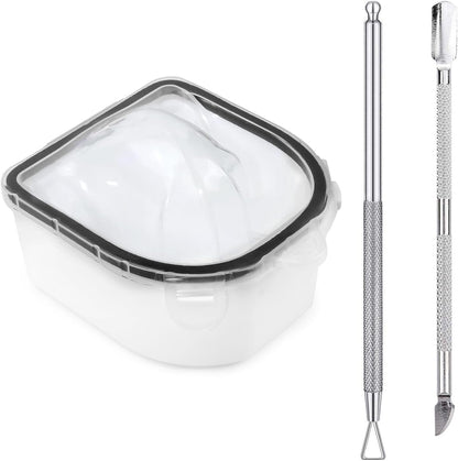 Nail Soaking Bowl Set - Gel Polish and Dip Powder Remover with Triangle Cuticle Peeler and Stainless Steel Cuticle Pusher (Pink)