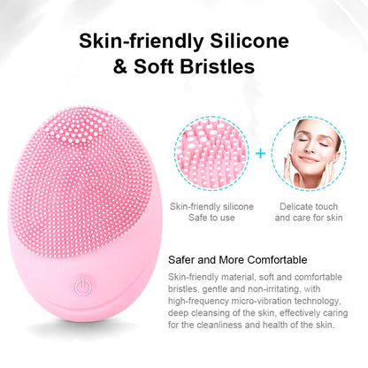 Facial Cleanser Sonic Vibration Cleaner - Electric Silicone Face Brush Skin Massager  Deep Hole Face Brush Machine