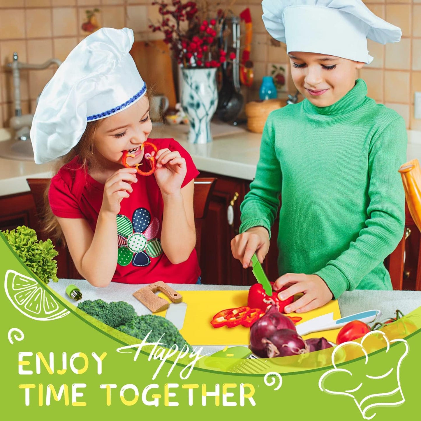 Montessori Kitchen Tools for Toddlers-Kids Cooking Sets Real-Toddler Safe Knives Set (13Pcs)