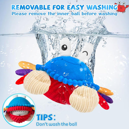 Baby Toys 6-12 Months, Musical Crawling Crab Plush Toy - 40 Songs & Recording Feature, Dancing Walking Moving Bouncing Tummy Time Toy, Sensory Toy for Toddlers 1-3, Birthday Gifts for Infants