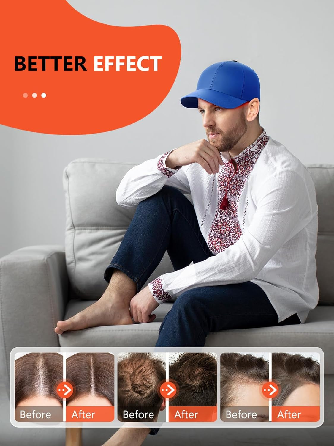 Red Light Hair Growth Cap, Red Light Therapy for Head, Red Infrared Light Therapy 660Nm & 850Nm & 940Nm Wavelength with Timer & Controller