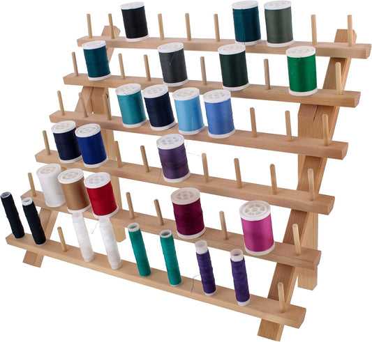 Premium Beechwood 60-Roll Sewing Thread Rack