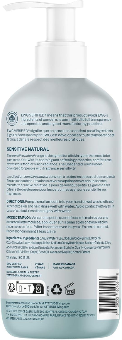 2-In-1 Shampoo and Body Wash for Baby, EWG Verified, Plant- and Mineral-Based Ingredients, Vegan Products for Sensitive Skin, Unscented, 473 Ml (Pack of 3)