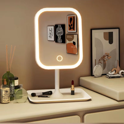 LED Desktop Vanity Mirror – 3-Color Touch Control 