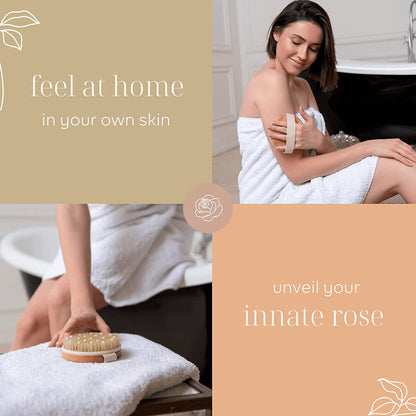 Dry Brushing Body Brush for Exfoliation, Lymphatic Drainage, and Cellulite Treatment - Organic Natural Boar Bristles