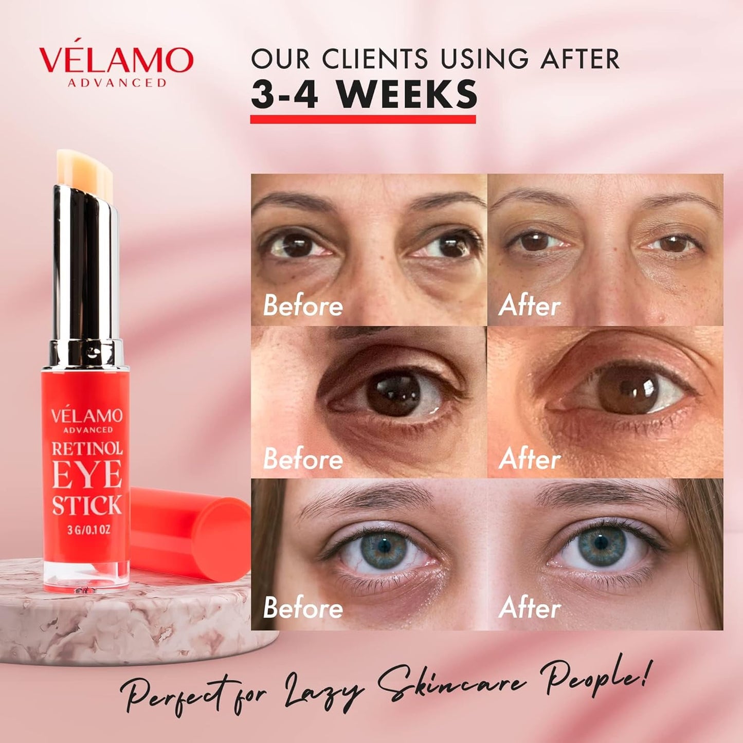 Retinol Eye Stick: Renewing & Firming under Eye Balm for Dark Circles, Puffiness, Fine Lines & Wrinkles - Travel Essentials, Portable & Perfect for On-The-Go Use, 0.1 Oz/3G