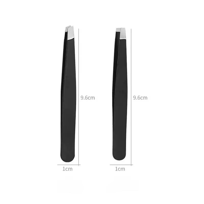 Stainless Steel Black Eyebrow Tweezer with Slant and Flat Point Beauty Tools for Eyelash Tweezer & Ingrown Hair Removal