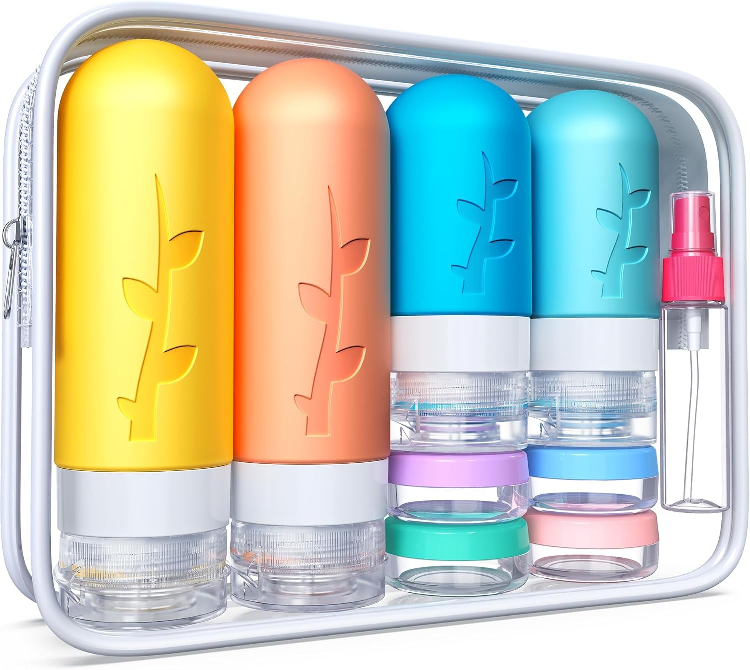 18 Pack Travel Bottles for Toiletries, TSA Approved Travel Size Toiletries, Travel Essentials Leakproof & Refillable Travel Containers for Toiletries, Silicone Travel Toiletries Containers Set