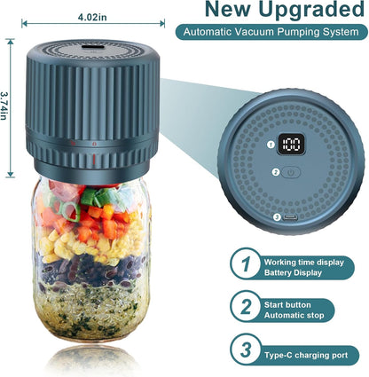Smart Electric Vacuum Sealer for Mason Jar - Wide and Regular Mouth Canning Jars - Portable Food Storage Solution