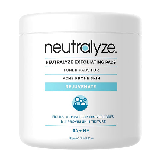 Exfoliating Acne Treatment Wipes - Maximum Strength, Textured Acne Pads with 2% Mandelic Acid & 2% Salicylic Acid for Face & Body - Suitable for All Skin Types, Teens & Adults (100 Wipes)