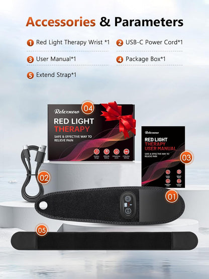 Red Light Therapy for Hands Wrist with Heat & Massage, 3000Mah Wireless Controller, Wearable near Infrared & Red Light Wrist Wrap with 36 Beads for Faster Recovery & Hand Pain Relief