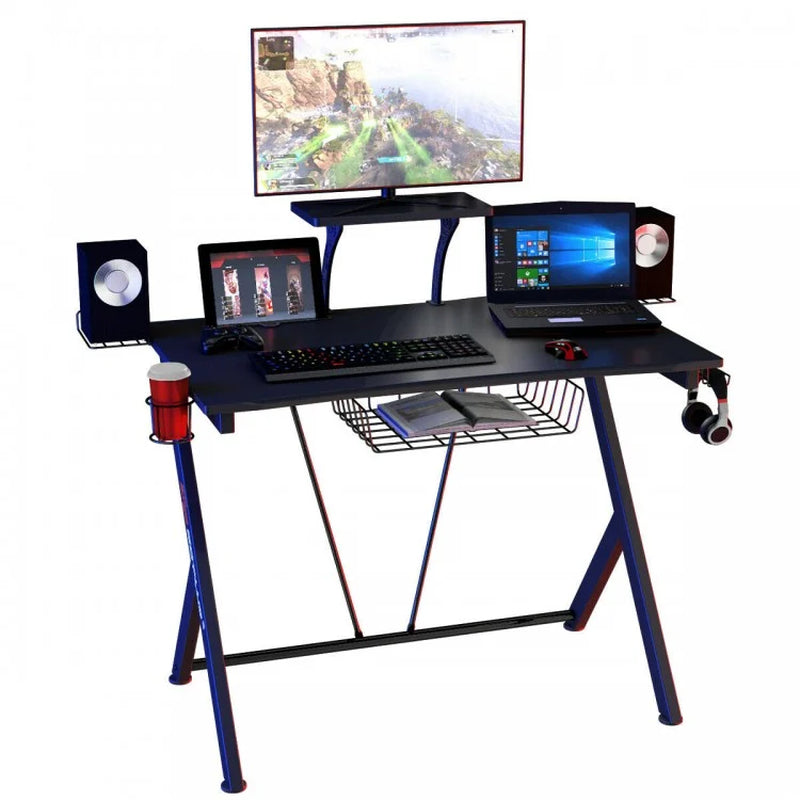 Multifunctional E-Sports Gaming Desk with Integrated Headset Hook and Cup Holder
