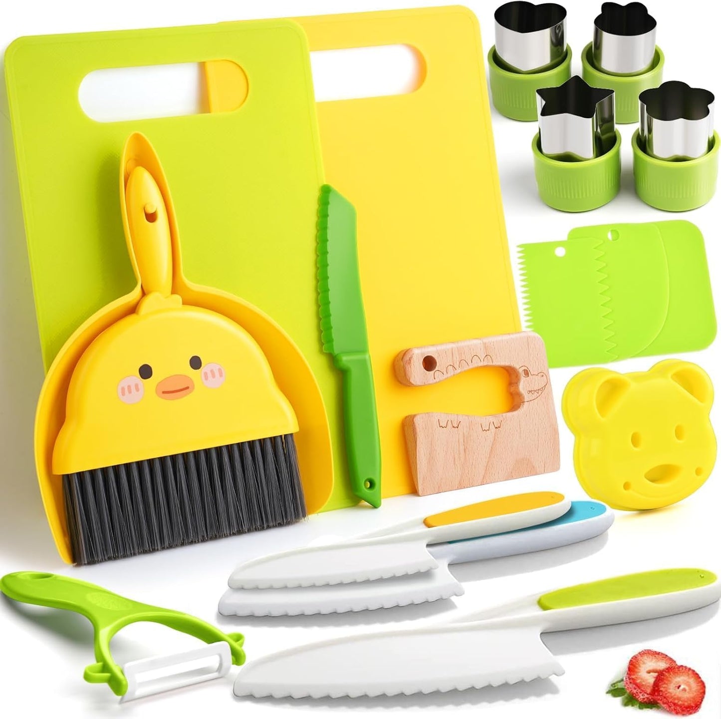 Montessori Kitchen Tools for Toddlers-Kids Cooking Sets Real-Toddler Safe Knives Set (13Pcs)