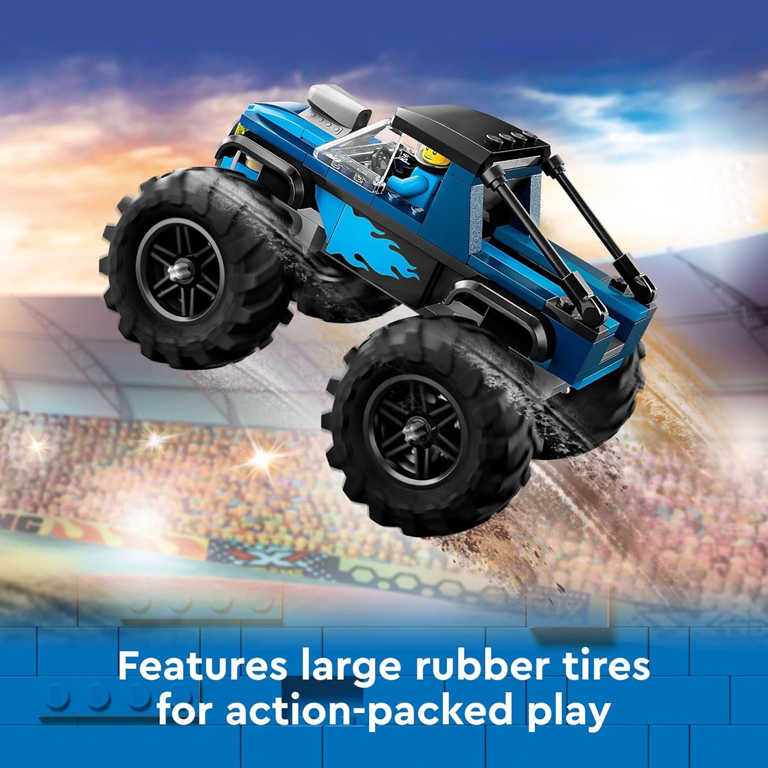City Blue Monster Truck Off-Road Toy Playset with a Driver Minifigure, Imaginative Toys for Kids, Fun Gift for Boys and Girls Aged 5 Plus, Mini Monster Truck, 60402