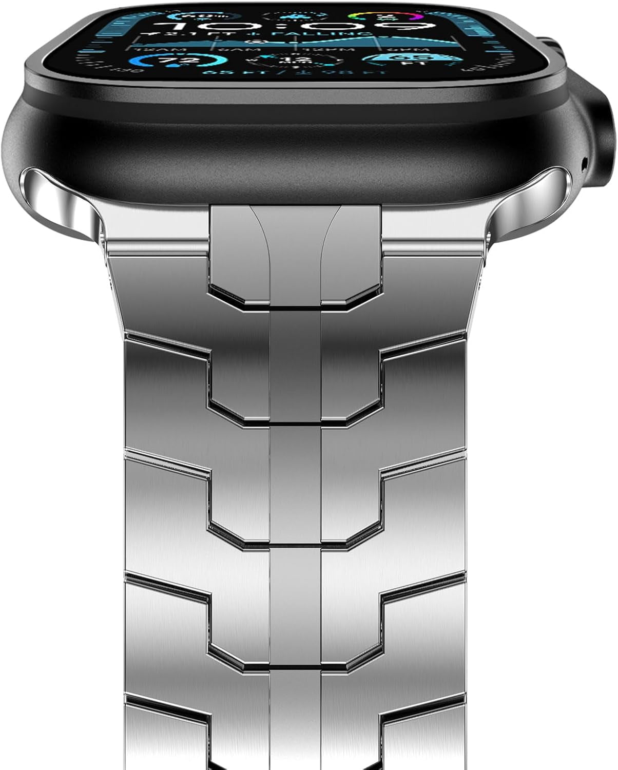 Stainless Steel Band Apple Watch Ultra 49Mm 45Mm 44Mm 42Mm 38Mm 40Mm 41Mm, Metal Strap Folding Clasp Series 8 7 6 5 4 3 2 1 SE Men (Silver, 42Mm), 42Mm/44Mm/45Mm/Ultra