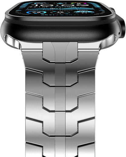 Stainless Steel Band Apple Watch Ultra 49Mm 45Mm 44Mm 42Mm 38Mm 40Mm 41Mm, Metal Strap Folding Clasp Series 8 7 6 5 4 3 2 1 SE Men (Silver, 42Mm), 42Mm/44Mm/45Mm/Ultra