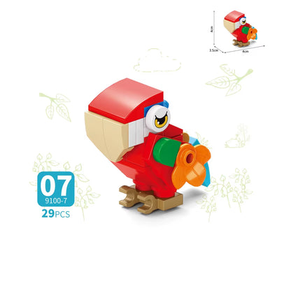 MOC City Creative Building Blocks Accessories Zoo Rhino Lion Kangaroo Wolf Fox Frog Bee Crow Peacock Mini Brick Toy Gifts X021