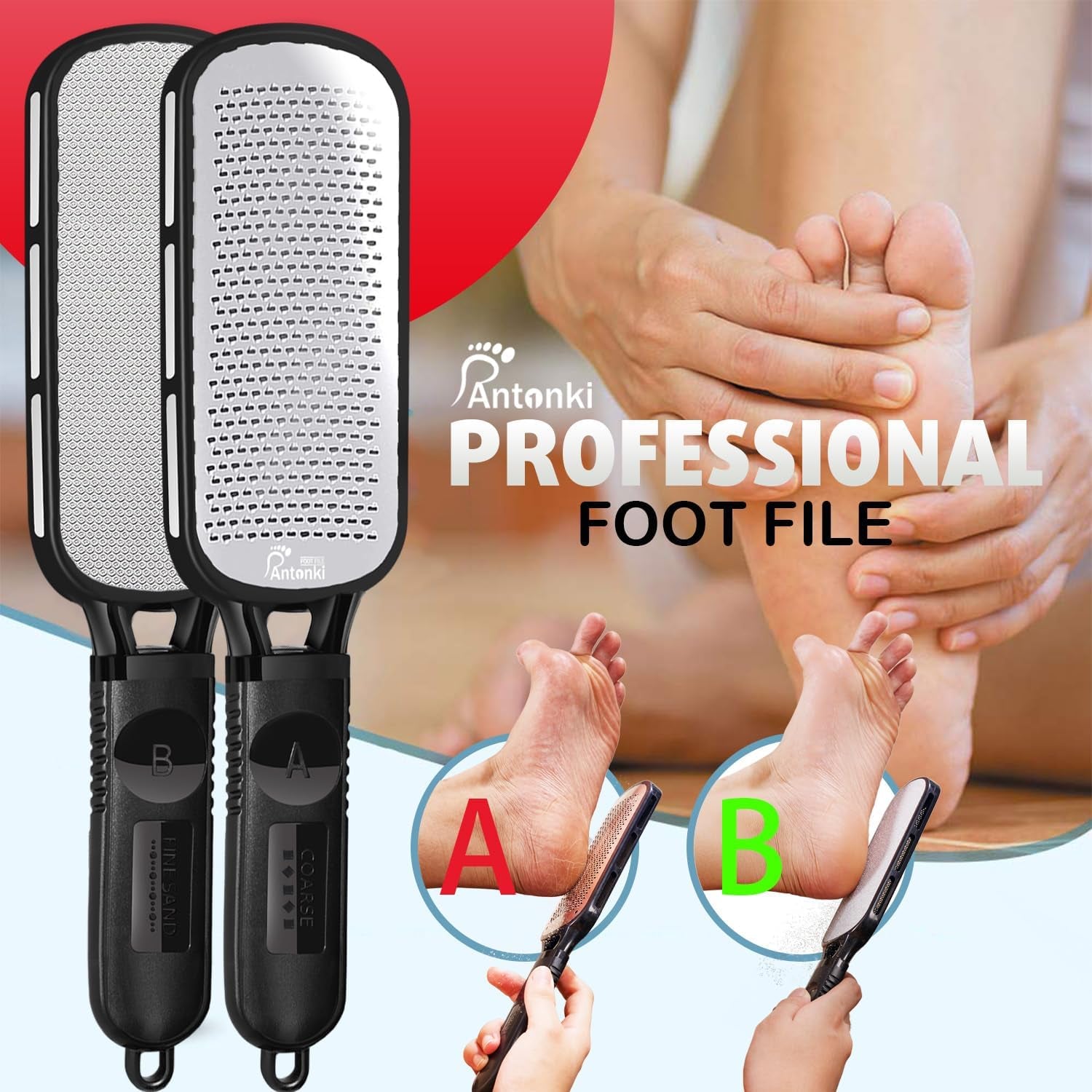 Stainless Steel Professional Foot File and Callus Remover for Effective Dead Skin, Cracked Heel, and Corn Treatment