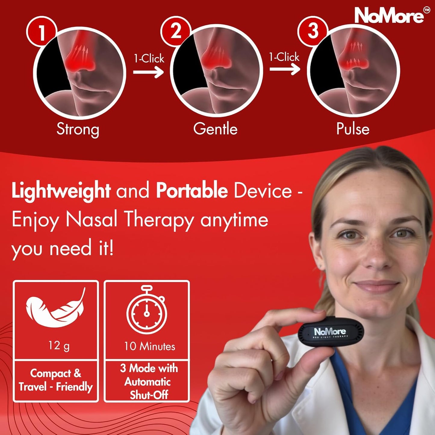 Original  Red Light Therapy for Nose – LED Nasal Device for Dry Nose & Sinus Comfort, No More Colds, Usb-Rechargeable Light Therapy