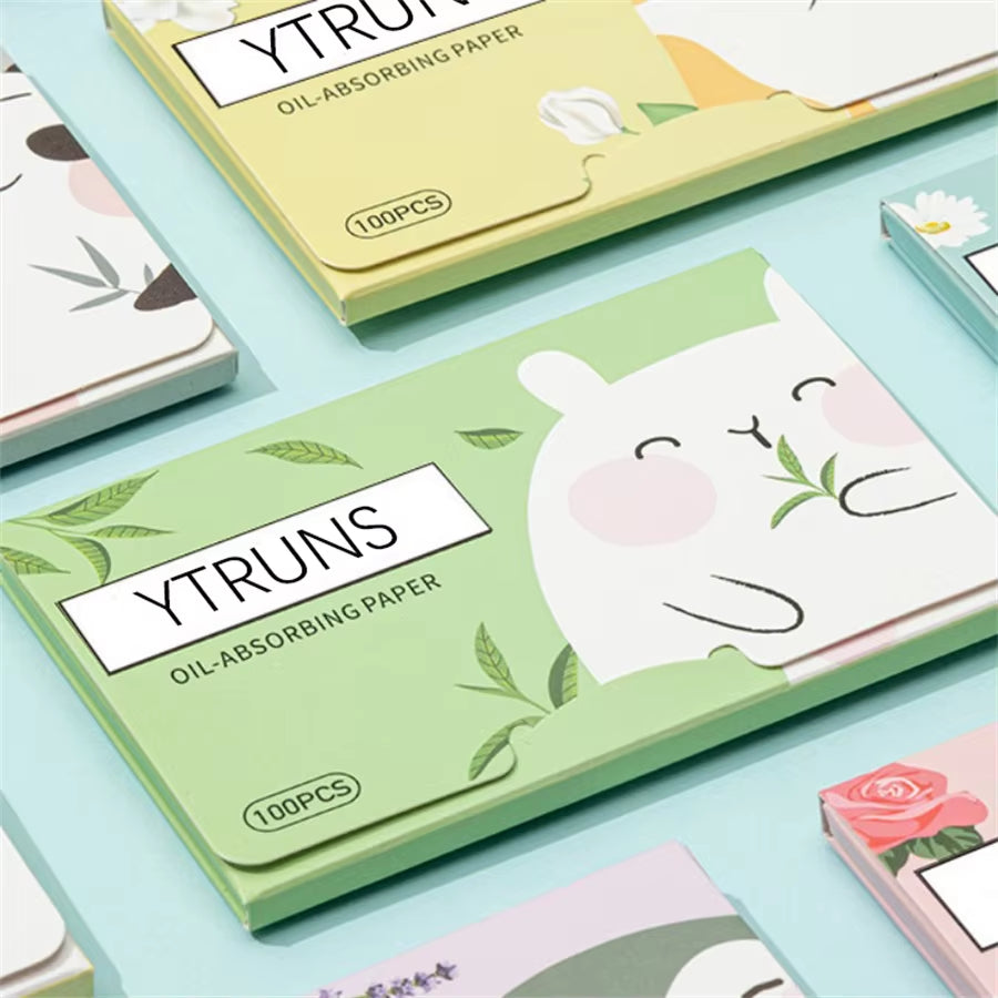 Green Tea/Gardenia/Chamomile/Lavender/Rose/Bamboo Charcoal 100Pcs Boxed Fragrance Oil Absorbing Paper for Men and Women Face Oil