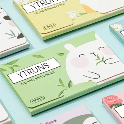 Green Tea/Gardenia/Chamomile/Lavender/Rose/Bamboo Charcoal 100Pcs Boxed Fragrance Oil Absorbing Paper for Men and Women Face Oil