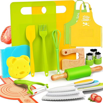 Montessori Kitchen Tools for Toddlers-Kids Cooking Sets Real-Toddler Safe Knives Set (13Pcs)