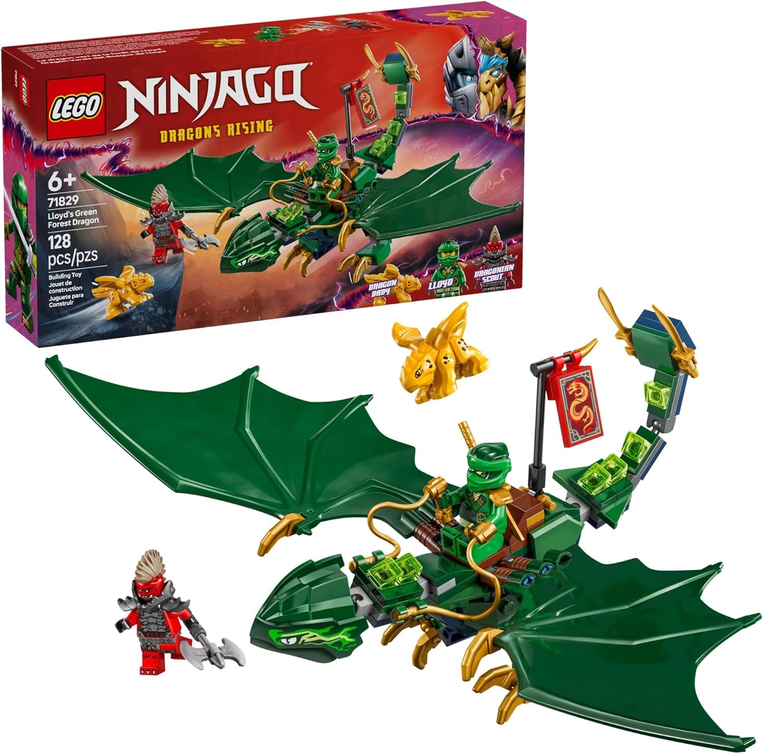 NINJAGO 71829 Lloyd Green Forest Dragon Building Set with 2 Minifigs