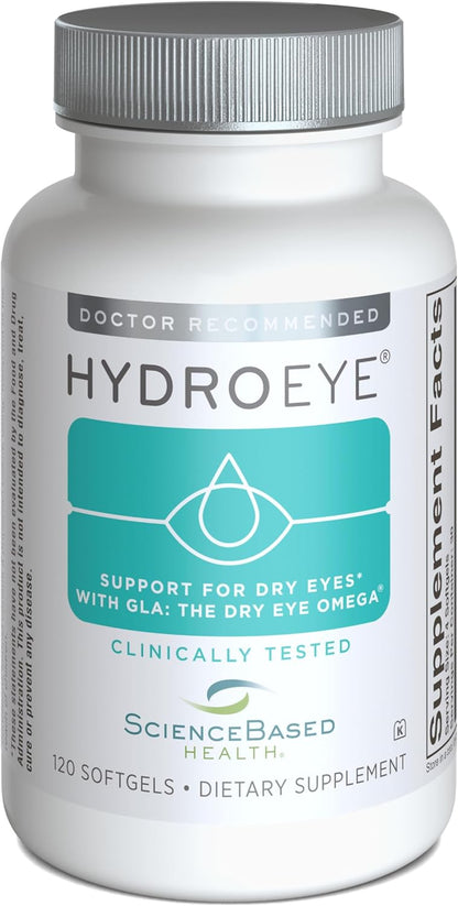 Hydroeye Dry Eye Supplement – Clinically Tested Formula with GLA & Omega-3 – Supports a Healthy Tear Film for Lasting Eye Comfort – 120 Softgels