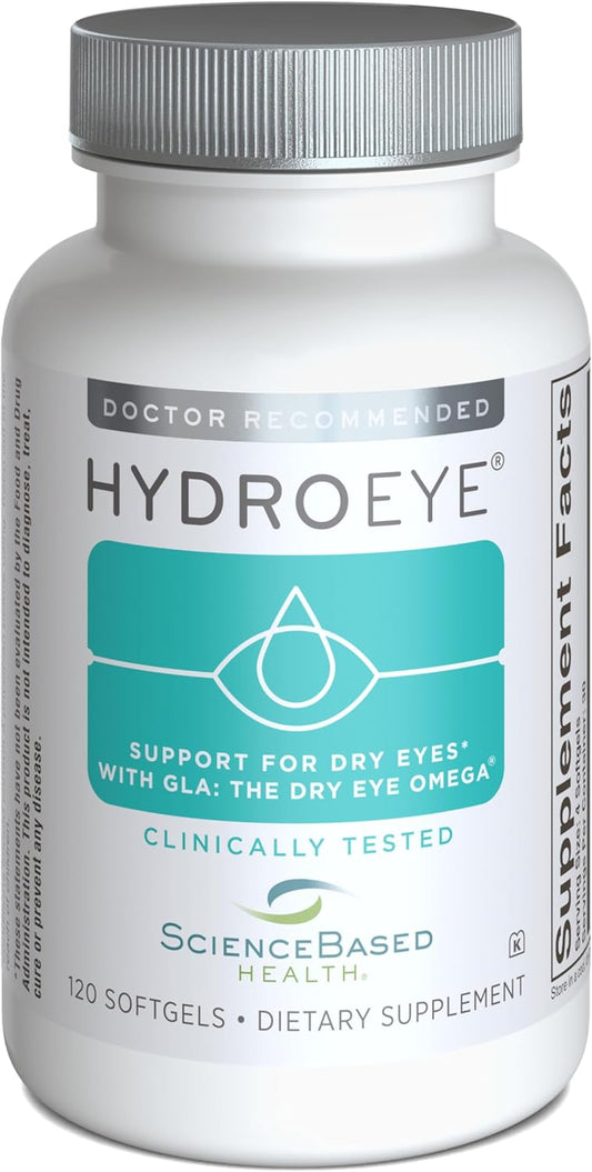 Hydroeye Dry Eye Supplement – Clinically Tested Formula with GLA & Omega-3 – Supports a Healthy Tear Film for Lasting Eye Comfort – 120 Softgels