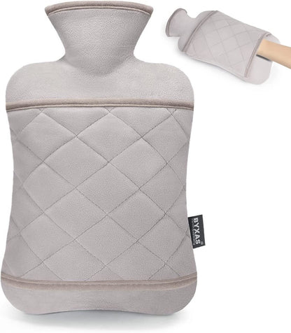 Hot Water Bottle with Soft Cover–2.0L Hot Water Bag, Odorless and BPA Free Superior Material,Grey