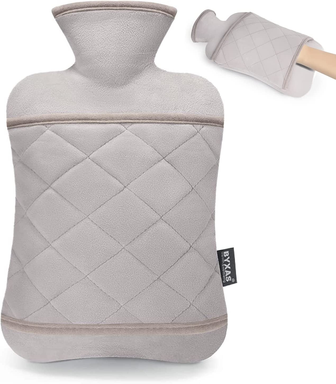 Hot Water Bottle with Soft Cover–2.0L Hot Water Bag, Odorless and BPA Free Superior Material,Grey
