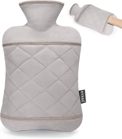Hot Water Bottle with Soft Cover–2.0L Hot Water Bag, Odorless and BPA Free Superior Material,Grey