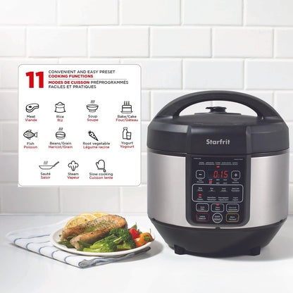 Electric Pressure Cooker - 8L Capacity - Steam Tray, Measuring Cup & Spatula - 11 Preset Cooking Functions