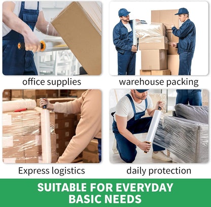 Stretch Film,  Stretch Wrap with Handles Industrial Strength, Moving Wrapping Plastic Roll, Shrink Wrap for Pallet Wrap, 15" X 1000 Feet, 1 Pack, 60 Gauge