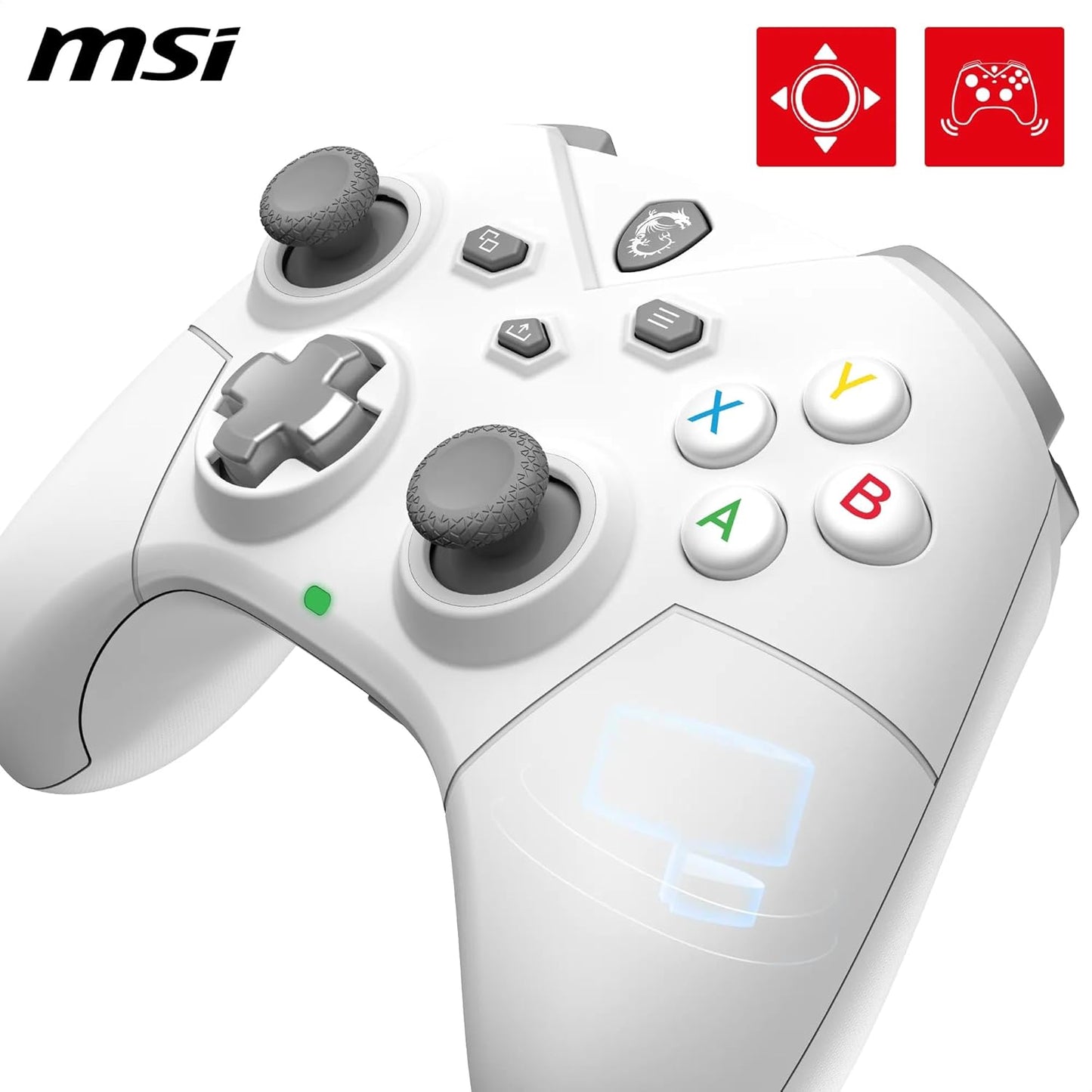FORCE GC300 WIRELESS WHITE PC Gamepad Controller - 2.4 Ghz, Bluetooth, USB Type-C to a - Wired/Wireless, 600Mah Li-Ion Battery (20H), Interchangeable D-Pad Covers, Dual Vibration Motors