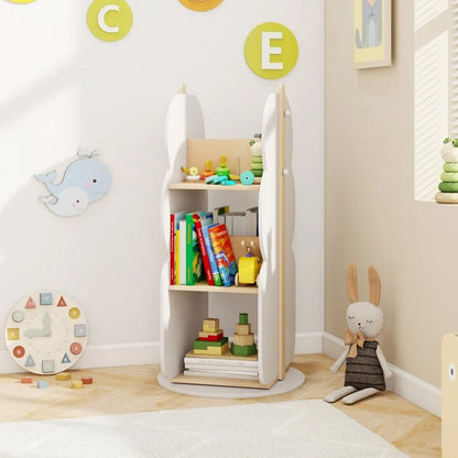 360° Rotating Bookshelf Toy Storage Organizer for Kids with 5 Shelves