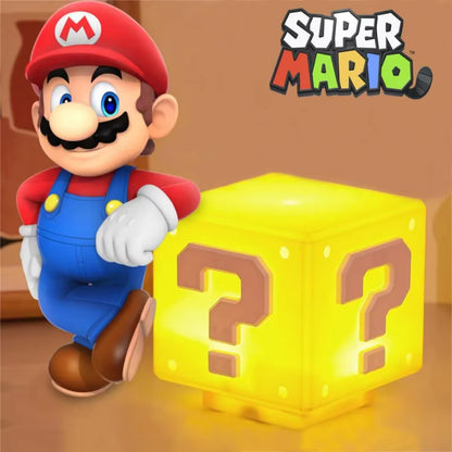 Mario Night Light Super Mario Question Mark Luminous Small Night Light Square Brick Room Decoration Desktop Atmosphere Light Boy