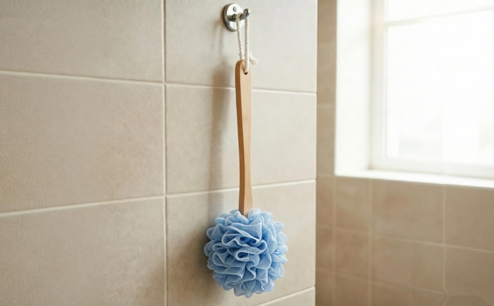 Long Handle Bath Brush with Loofah Sponge