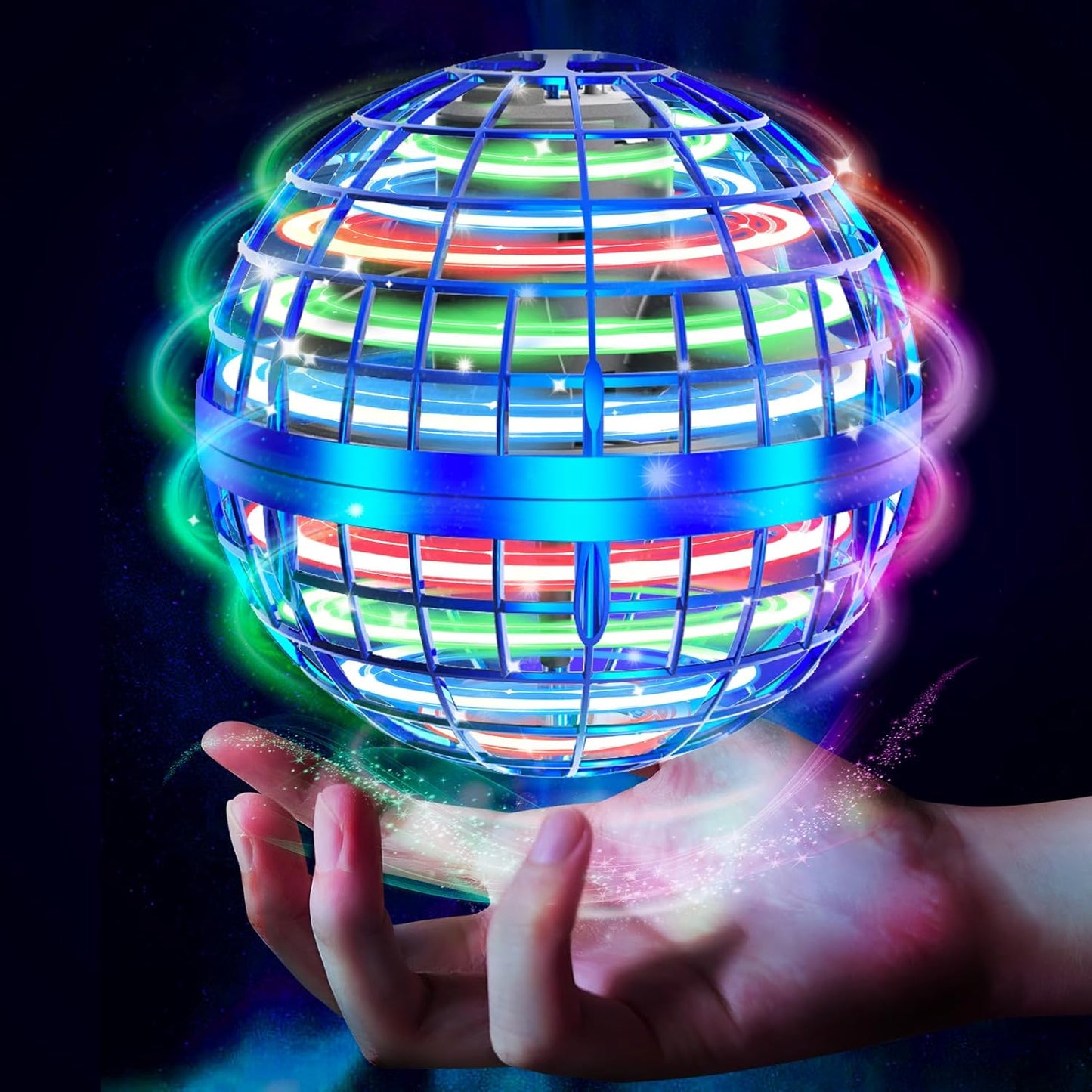 Flying Orb Ball Toys Soaring Hover Fidget Hand Controlled Mini Drone Cosmic Globe Spinning Kids Adults Outdoor Fly Toy Birthday Gift Cool Stuff for Boys Girls 6 7 8 9 10+ Year Old by  (Blue)