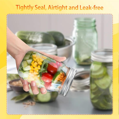 50 Pcs Mason Jar Lids and 10 Rings Set, 70MM Regular Mouth Canning Jars Lid with Silicone Seals, Pop Can Lids for Canning Supplies, Leakproof Split Type Mason Jar Lid, Ball Cans, Food Storage