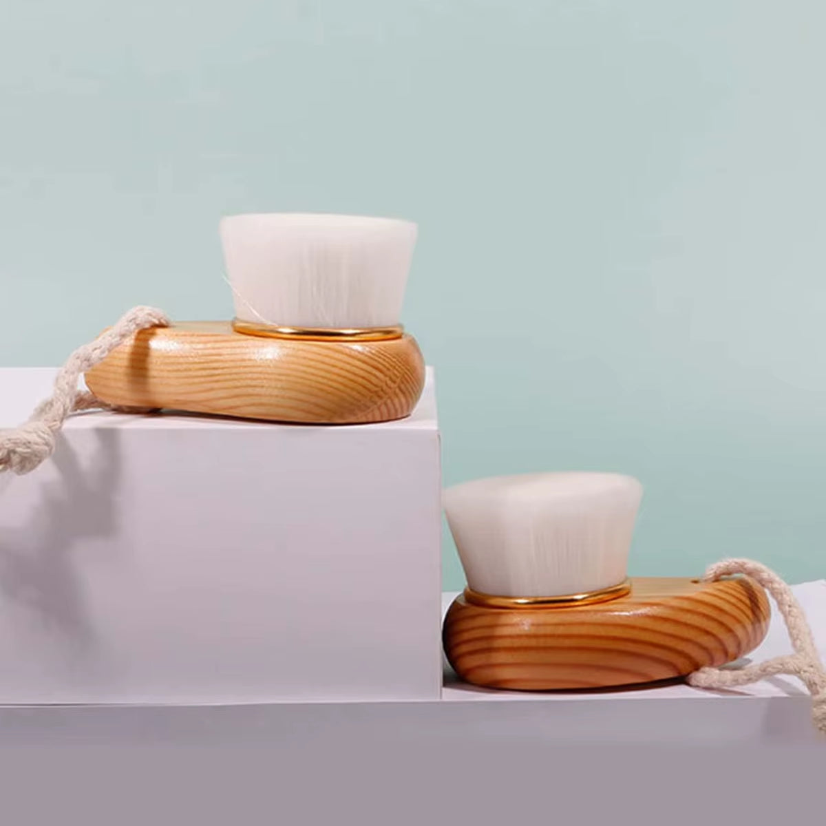 1Pc-Soft Fiber Hair Facial Massage Brush Gentle Exfoliation Cleaning Face Skin Care Tool with Wooden Handle