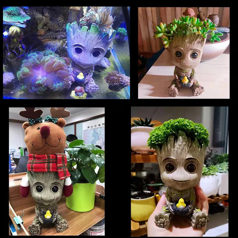 Mini Cartoon Groot Figurine – Cute Tree Man Ornament 5CM Desk Decor, Home & Office Miniature Model